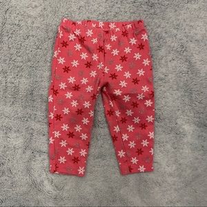4/$20 Carter's Pink Red and White Sparkle Snowflake Leggings- 9 Months
